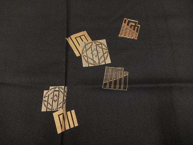 平和屋着物●訪問着 駒刺繍 竹屋町刺繍 源氏香 黒地 金彩 正絹 逸品 AABB6243ph