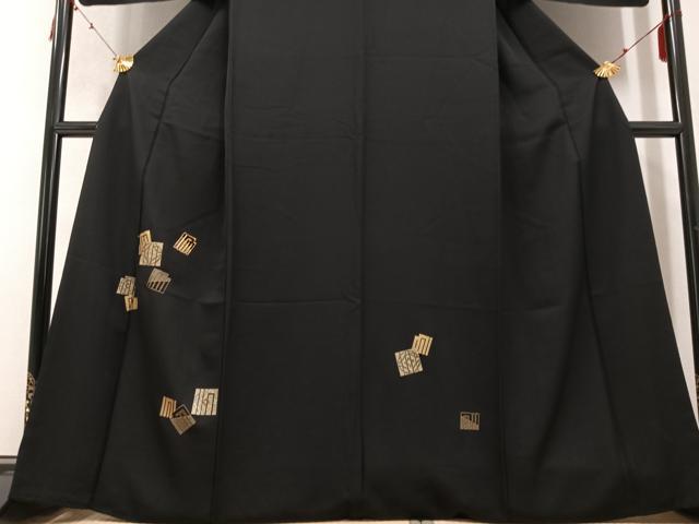 平和屋着物●訪問着 駒刺繍 竹屋町刺繍 源氏香 黒地 金彩 正絹 逸品 AABB6243ph