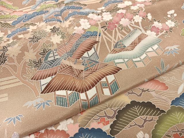 平和屋着物●訪問着　友禅　作家物　藤林　松竹梅人物風景文　暈し染め　やまと誂製　正絹　逸品　AABB6244ph