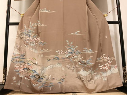平和屋着物●訪問着　友禅　作家物　藤林　松竹梅人物風景文　暈し染め　やまと誂製　正絹　逸品　AABB6244ph