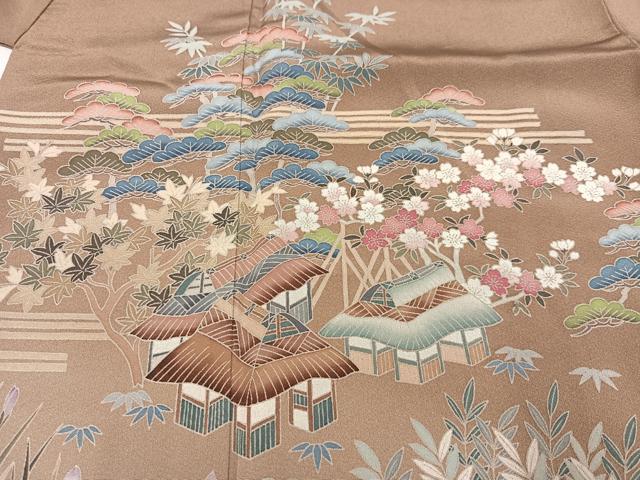 平和屋着物●訪問着　友禅　作家物　藤林　松竹梅人物風景文　暈し染め　やまと誂製　正絹　逸品　AABB6244ph