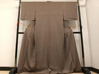 平和屋着物●江戸小紋　万筋　赤墨色×榛色　正絹　逸品　未使用　AABB6259ph