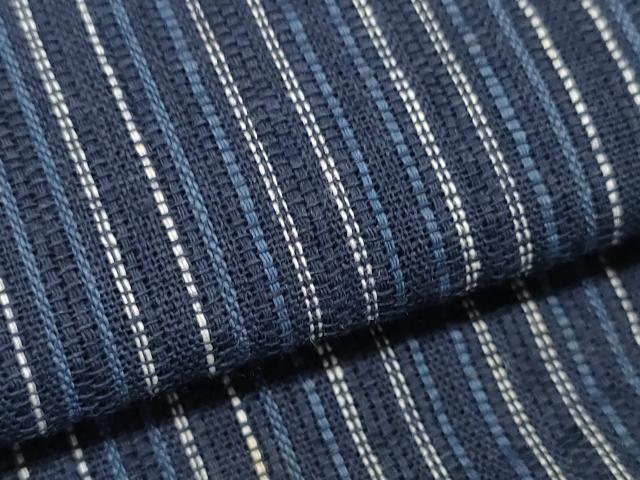 平和屋着物∴夏物 浴衣 浜ゆうちぢみ 反物 着尺 堅牢スレン染 縞 証紙付き 綿 逸品 未使用 DAAW7502zzz