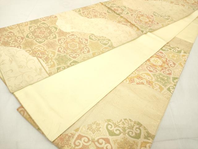 平和屋着物◎六通柄袋帯　更紗花文　金糸　正絹　逸品　DAAX5439cd