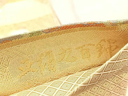 平和屋着物◎宝珠本佐賀錦 六通柄袋帯 九百錦 花車文 金糸 正絹 逸品 BAAV3465hv