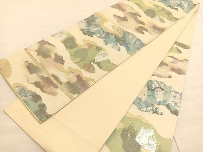 平和屋着物◎六通柄袋帯　瑞雲　金銀糸　正絹　逸品　BAAV3532hv