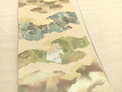 平和屋着物◎六通柄袋帯　瑞雲　金銀糸　正絹　逸品　BAAV3532hv