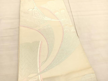 平和屋着物◎六通柄袋帯　唐織　孔雀　銀糸　正絹　逸品　BAAV3557hv