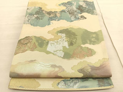 平和屋着物◎六通柄袋帯　瑞雲　金銀糸　正絹　逸品　BAAV3532hv