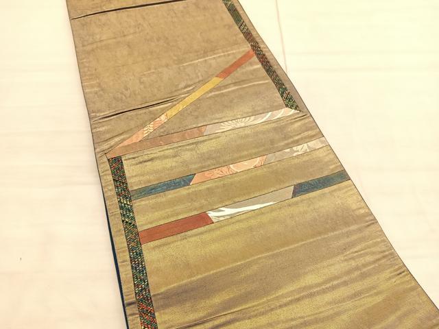 平和屋着物◎六通柄袋帯　組織　切嵌　幾何学文様　引箔　正絹　逸品　BAAV3597hv