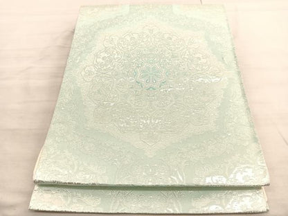 平和屋着物◎六通柄袋帯 飾花文 銀糸 正絹 逸品 BAAV3628hv