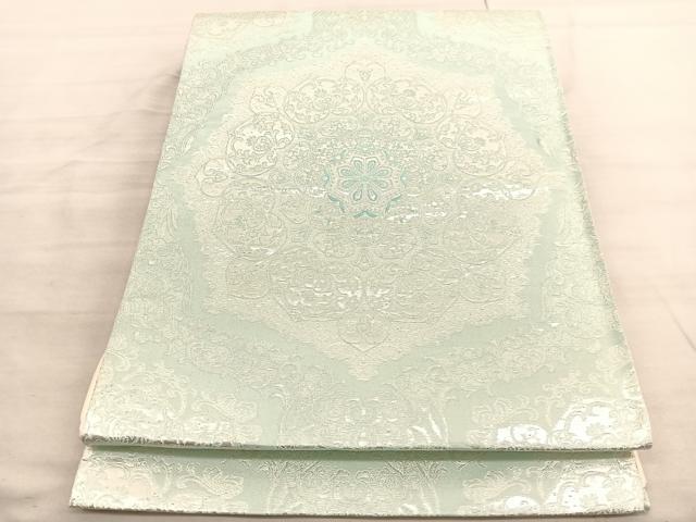 平和屋着物◎六通柄袋帯 飾花文 銀糸 正絹 逸品 BAAV3628hv