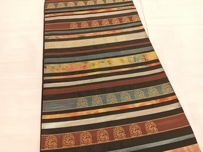平和屋着物◎六通柄袋帯 花兎 金銀糸 正絹 逸品 BAAV3637hv