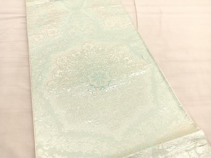 平和屋着物◎六通柄袋帯 飾花文 銀糸 正絹 逸品 BAAV3628hv