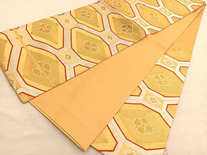平和屋着物◎六通柄袋帯　唐織　花菱文　金銀糸　正絹　逸品　BAAV3632hv