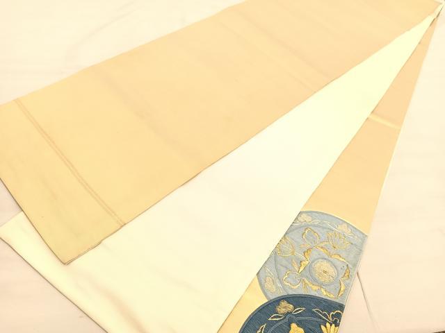 平和屋着物◎太鼓柄袋帯 総刺繍 駒刺繍 更紗花丸文 金糸 引箔 正絹 逸品 BAAV3718hv