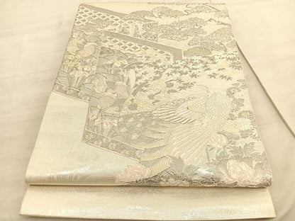 平和屋着物◎太鼓柄袋帯 唐織 王朝屏風小袖文様 銀糸 正絹 逸品 BAAV3798hv