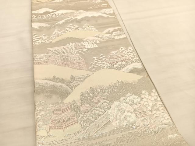 平和屋着物◎六通柄袋帯 東山遠望 九百錦 プラチナ箔 正絹 逸品 BAAV3795hv