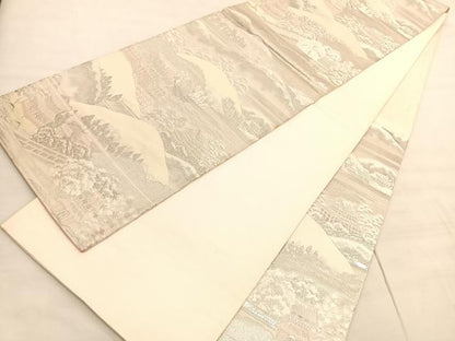 平和屋着物◎六通柄袋帯 東山遠望 九百錦 プラチナ箔 正絹 逸品 BAAV3795hv