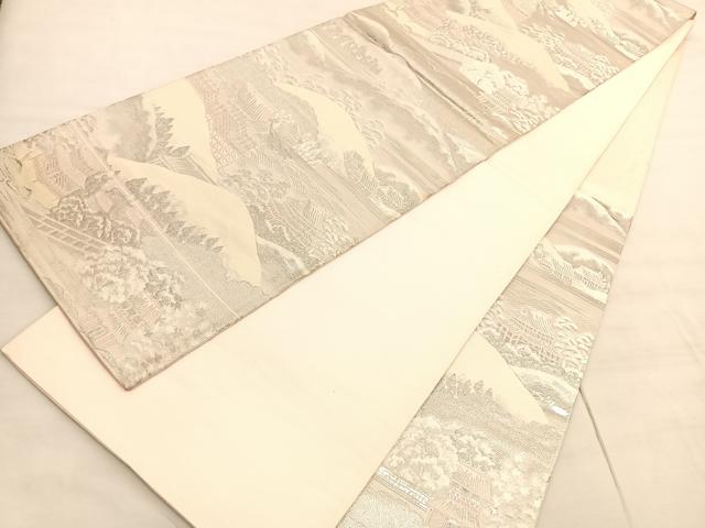 平和屋着物◎六通柄袋帯 東山遠望 九百錦 プラチナ箔 正絹 逸品 BAAV3795hv