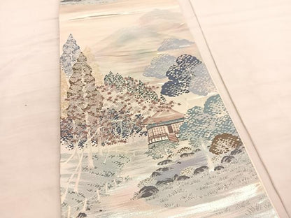 平和屋着物◎六通柄袋帯　名勝百景　大原三千院　金銀糸　正絹　逸品　BAAV3826hv