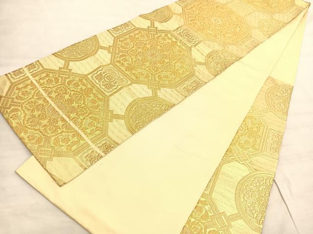 平和屋着物◎六通柄袋帯 蜀江花文 金糸 正絹 逸品 BAAV3801hv