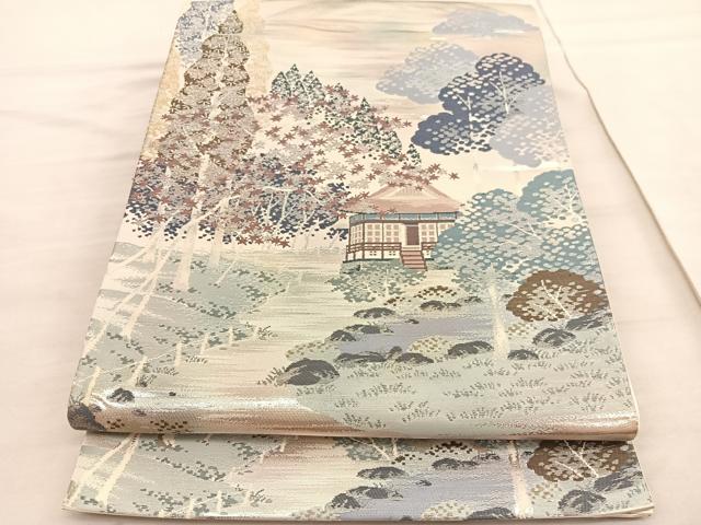 平和屋着物◎六通柄袋帯　名勝百景　大原三千院　金銀糸　正絹　逸品　BAAV3826hv