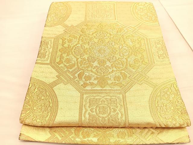 平和屋着物◎六通柄袋帯 蜀江花文 金糸 正絹 逸品 BAAV3801hv