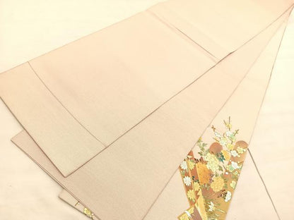 平和屋着物◎太鼓柄袋帯 綴れ 御所車飛鶴花文 金銀彩 正絹 逸品 BAAV3823hv