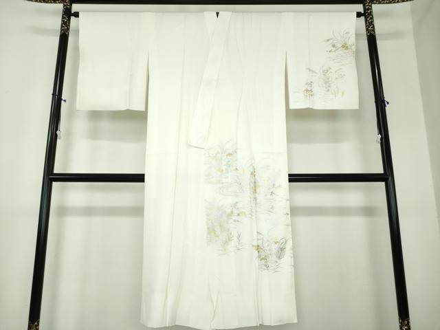 平和屋着物●上質な長襦袢　袷　流水秋草文　金銀彩　正絹　逸品　DAAX4657ps