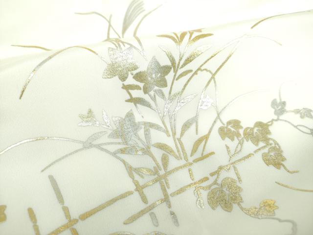 平和屋着物●上質な長襦袢　袷　流水秋草文　金銀彩　正絹　逸品　DAAX4657ps