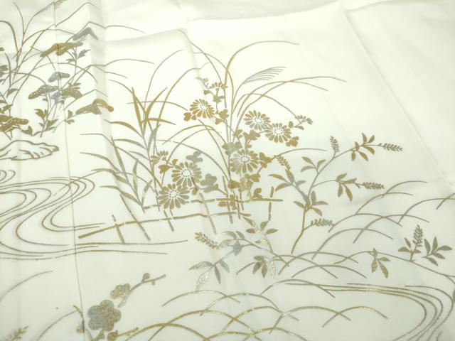 平和屋着物●上質な長襦袢　袷　流水秋草文　金銀彩　正絹　逸品　DAAX4657ps