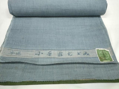 平和屋着物＊夏物 男性 本場小千谷ちぢみ 反物 着尺 藍鼠色 小千谷織物 キングサイズ 証紙付き 麻 逸品 未使用 DAAW7552zzz