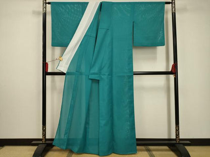 平和屋着物＊夏物 色無地 絽 浅葱色 洗える着物 AABA5672sx