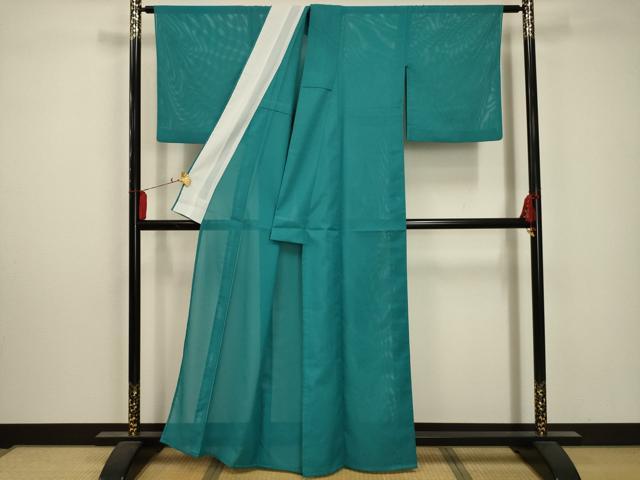 平和屋着物＊夏物 色無地 絽 浅葱色 洗える着物 AABA5672sx