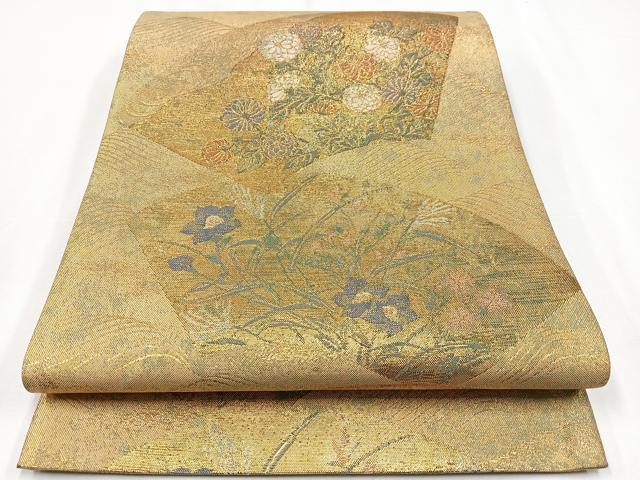 平和屋着物◎六通柄袋帯　地紙花文　金糸　正絹　逸品　CAAX9786xe