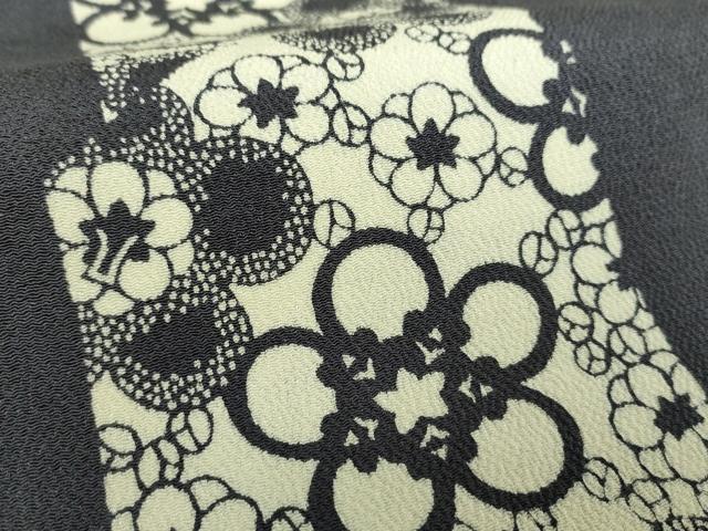 平和屋着物●九寸名古屋帯 作家物 伊勢型染 舞梅 鬼しぼ縮緬 正絹 逸品 未使用 DAAX4770ps