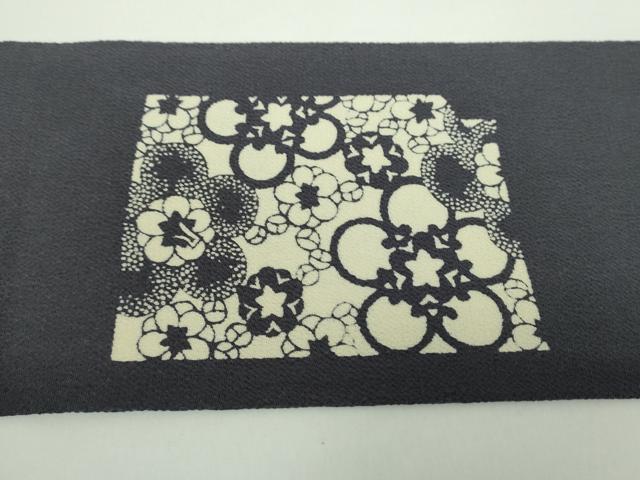 平和屋着物●九寸名古屋帯 作家物 伊勢型染 舞梅 鬼しぼ縮緬 正絹 逸品 未使用 DAAX4770ps