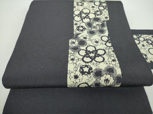 平和屋着物●九寸名古屋帯 作家物 伊勢型染 舞梅 鬼しぼ縮緬 正絹 逸品 未使用 DAAX4770ps