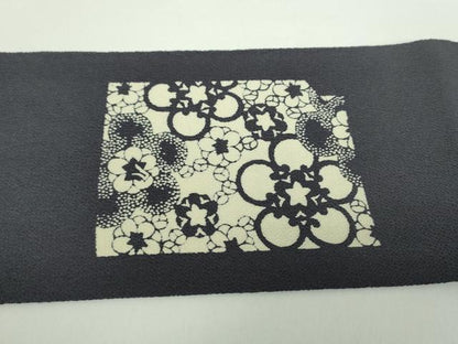 平和屋着物●九寸名古屋帯 作家物 伊勢型染 舞梅 鬼しぼ縮緬 正絹 逸品 未使用 DAAX4770ps