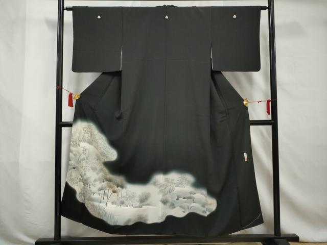 平和屋着物■豪華黒留袖　作家物　兼六園　暈し染め　正絹　逸品　AABB3400gw