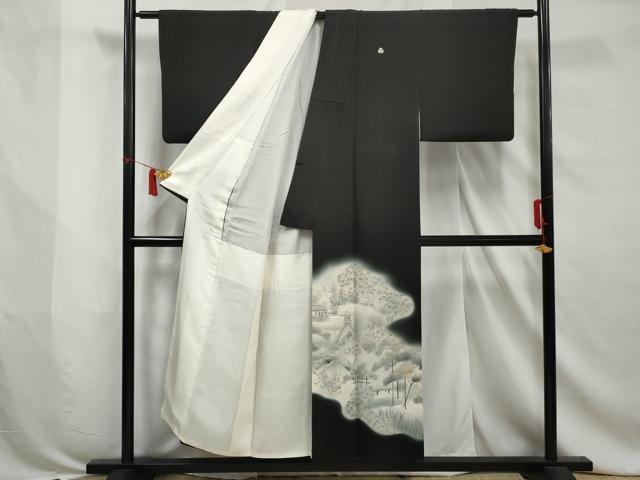 平和屋着物■豪華黒留袖　作家物　兼六園　暈し染め　正絹　逸品　AABB3400gw