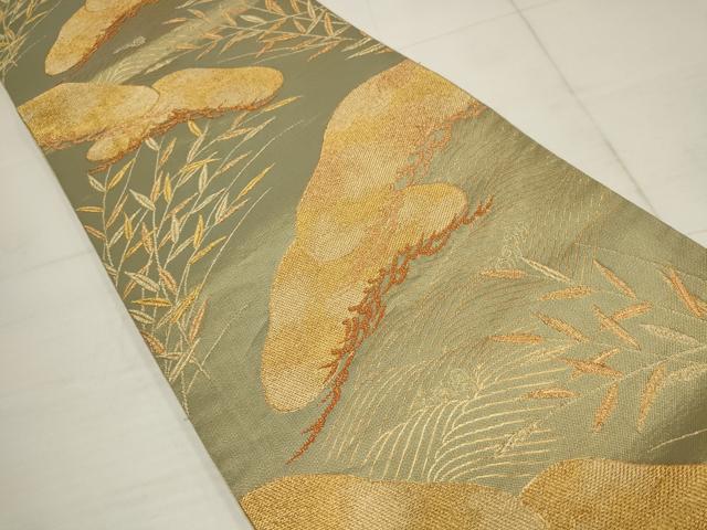 平和屋着物▼六通柄袋帯 松 金糸 正絹 逸品 AABB4784wj