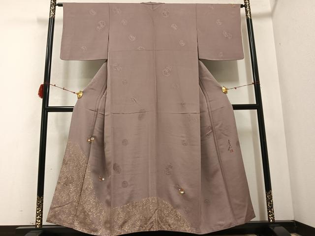 平和屋着物●友禅作家の巨匠　浅井青仁　色留訪問着　草花文　金彩　正絹　逸品　AABB7213ph