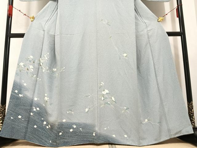 平和屋着物●訪問着　友禅　流水枝花文　暈し染め　正絹　逸品　AABB7239ph