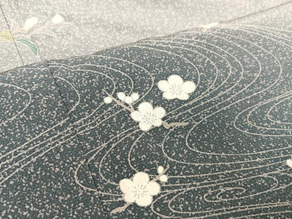 平和屋着物●訪問着　友禅　流水枝花文　暈し染め　正絹　逸品　AABB7239ph