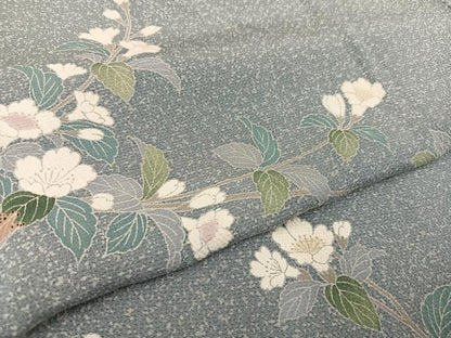平和屋着物●訪問着　友禅　流水枝花文　暈し染め　正絹　逸品　AABB7239ph