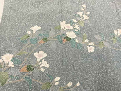 平和屋着物●訪問着　友禅　流水枝花文　暈し染め　正絹　逸品　AABB7239ph