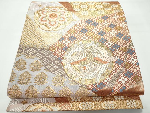 平和屋着物◎六通柄袋帯　唐織　正倉院鳳凰花文　金糸　正絹　逸品　CAAY3149vf