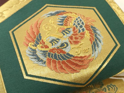 平和屋着物▼六通柄袋帯 唐織 彩重ね 有職亀甲文 金糸 正絹 逸品 CAAY4063ak